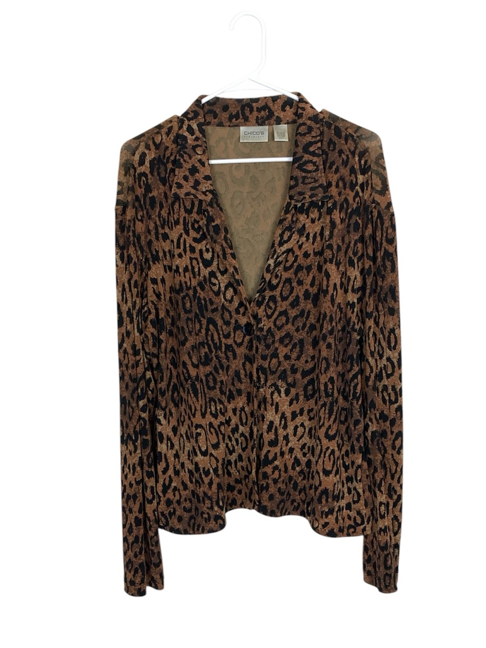 Chicos travelers animal print blazer top size 3